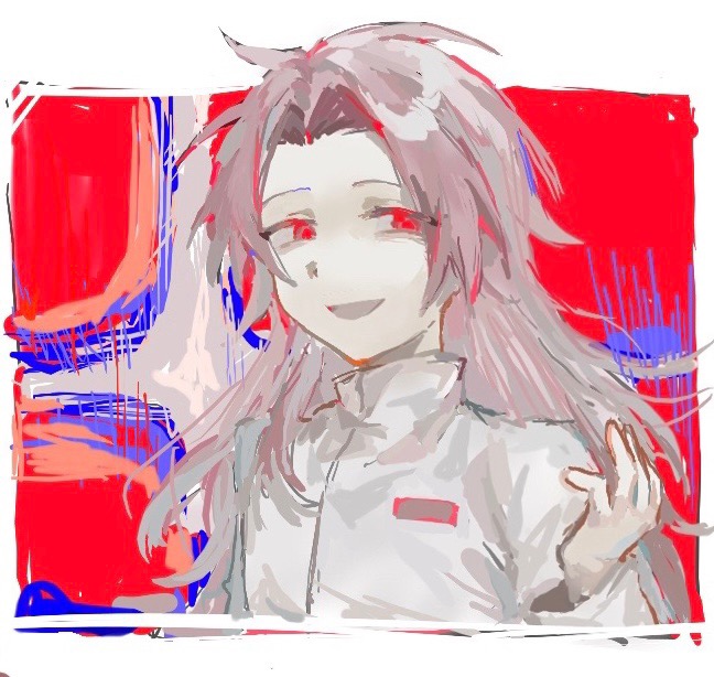 1boy, hand_up, hatsutori_hajime, high_collar, long_hair, long_sleeves, male_focus, open_mouth