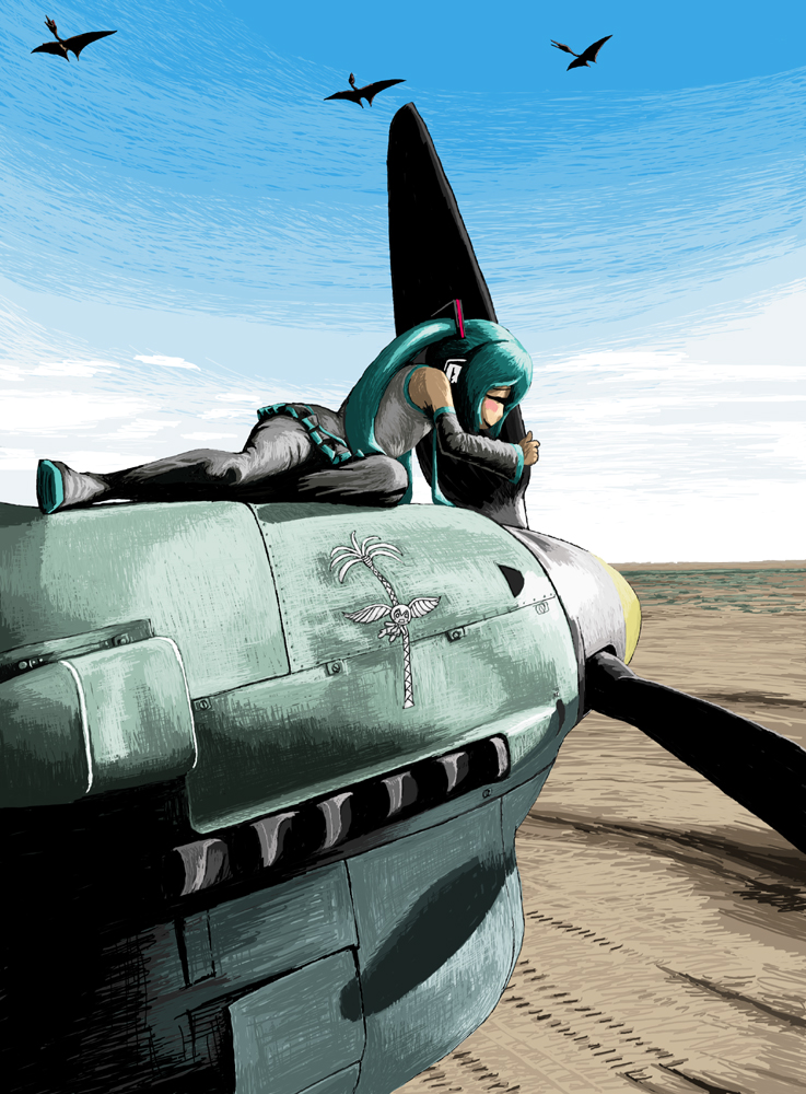 hatsune_miku, junkers_ju_87, military, propeller, quetzalcoatlus, rxjx, vocaloid, world_war_ii, wwii