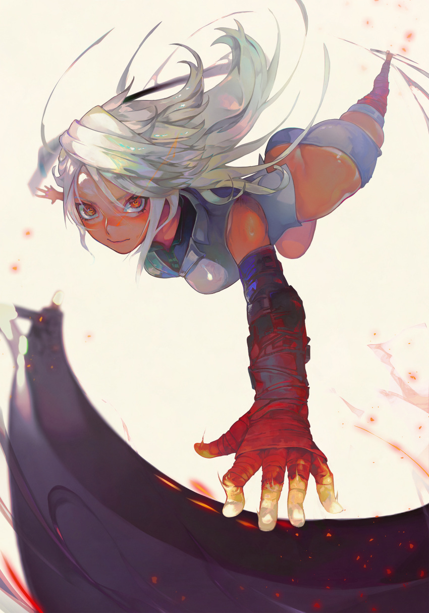 1girl, absurdres, aekutie, ass, bandaged_arm, bandages, breasts, dark-skinned_female