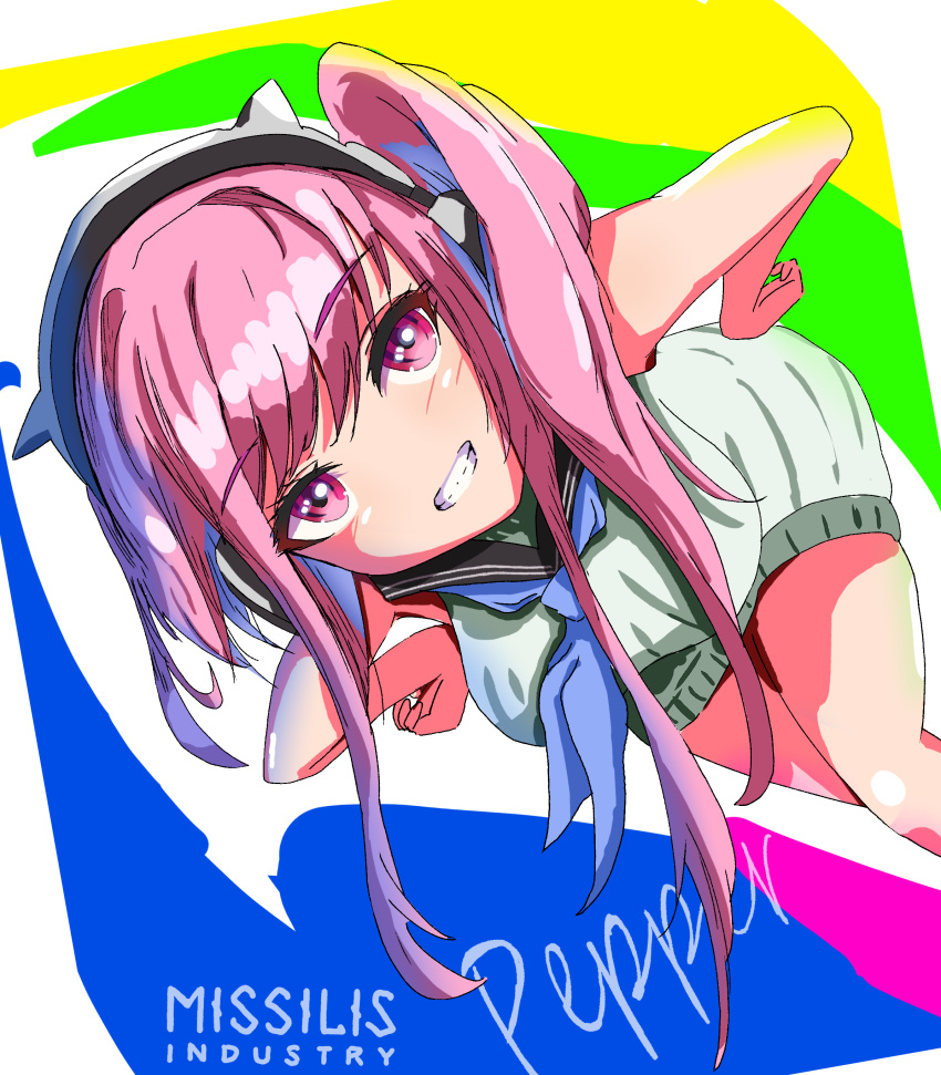 1girl, absurdres, animal_ear_headphones, animal_ears, fake_animal_ears, goddess_of_victory:_nikke, hands_on_own_hips, headphones