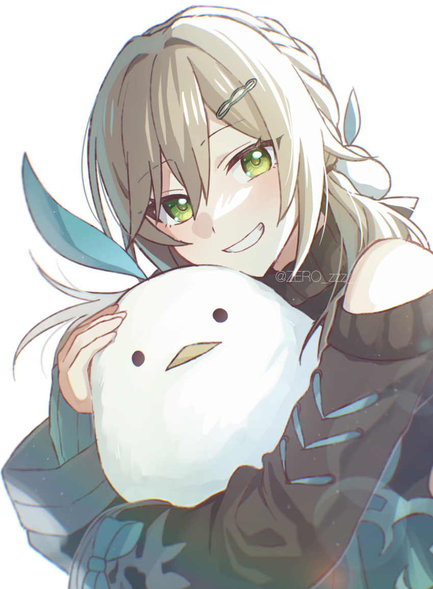 1girl, absurdres, black_sweater, blush, braid, commentary_request, from_side, go_(roku)