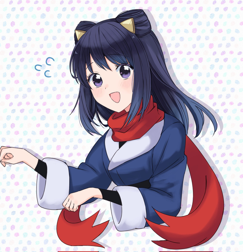 1girl, 96rin_go2, akari_(pokemon), alternate_hairstyle, animal_ears, blue_eyes, blue_hair, blush