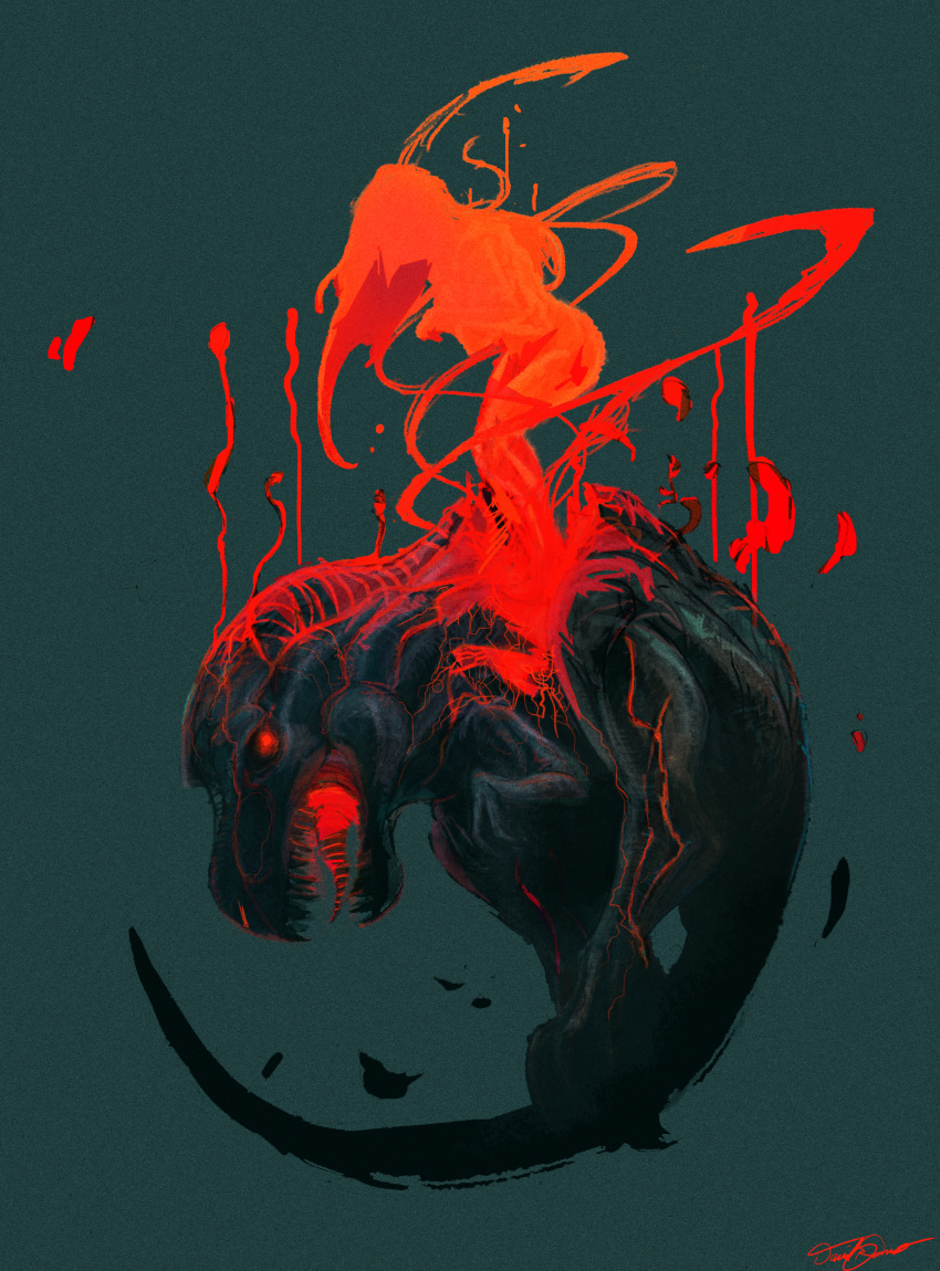 1girl, absurdres, artist_name, cinemamind, glowing, glowing_eyes, glowing_mouth, glowing_veins