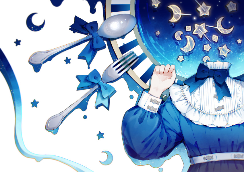 1other, absurdres, artist_name, blue_bow, blue_bowtie, blue_dress, blue_theme, bow