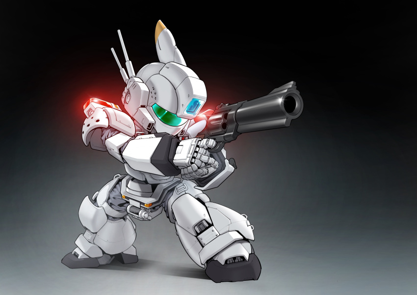 absurdres, aiming, assault_visor, av-98_ingram, chibi, finger_on_trigger, gradient_background, gun