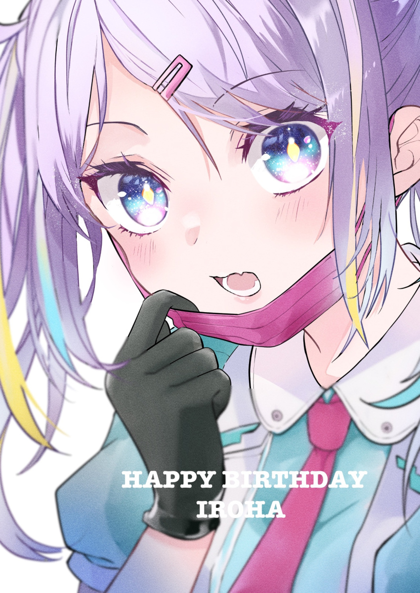 1girl, close-up, fangs, hair_ornament, hairpin, happy_birthday, heaven_burns_red, highres