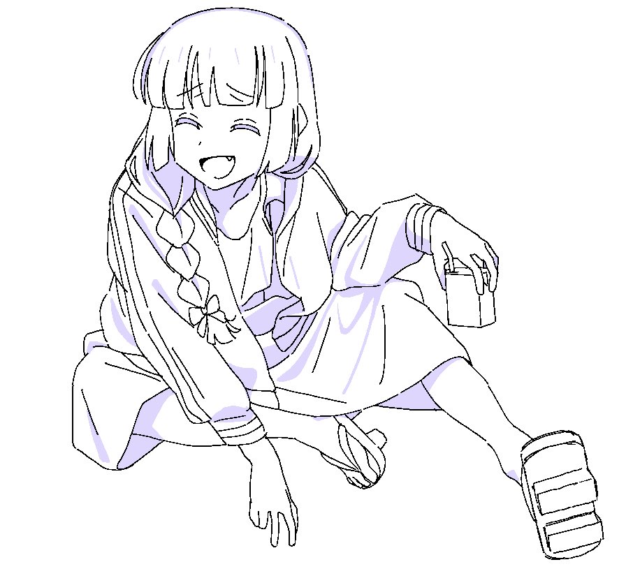 1girl, :d, blunt_bangs, bocchi_the_rock!, bow, braid, closed_eyes, dress