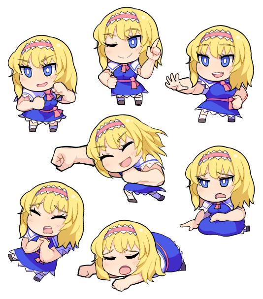 1girl, alice_margatroid, blonde_hair, blue_dress, blue_eyes, blush, bright_pupils, capelet