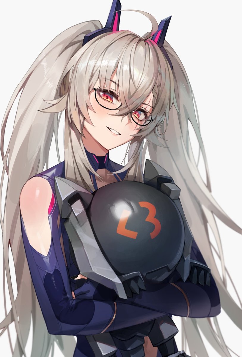 1girl, black_nails, blush, grey_hair, hair_ornament, hairclip, highres, horns
