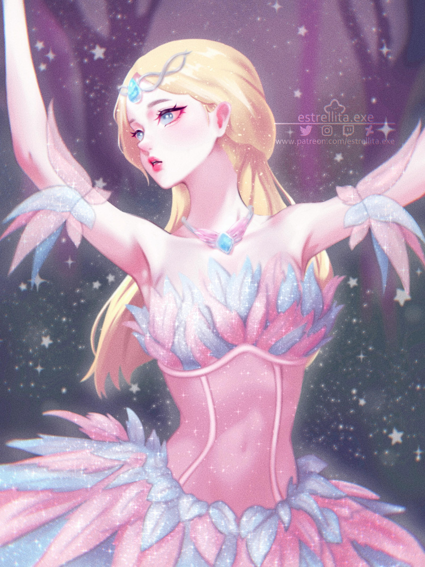 1girl, absurdres, armpits, barbie_(character), barbie_(franchise), bare_shoulders, blonde_hair, blue_eyes