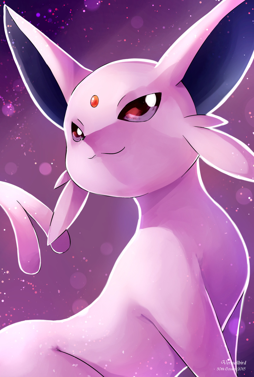 :3, absurdres, creature, dated, espeon, forehead_jewel, highres, light_particles