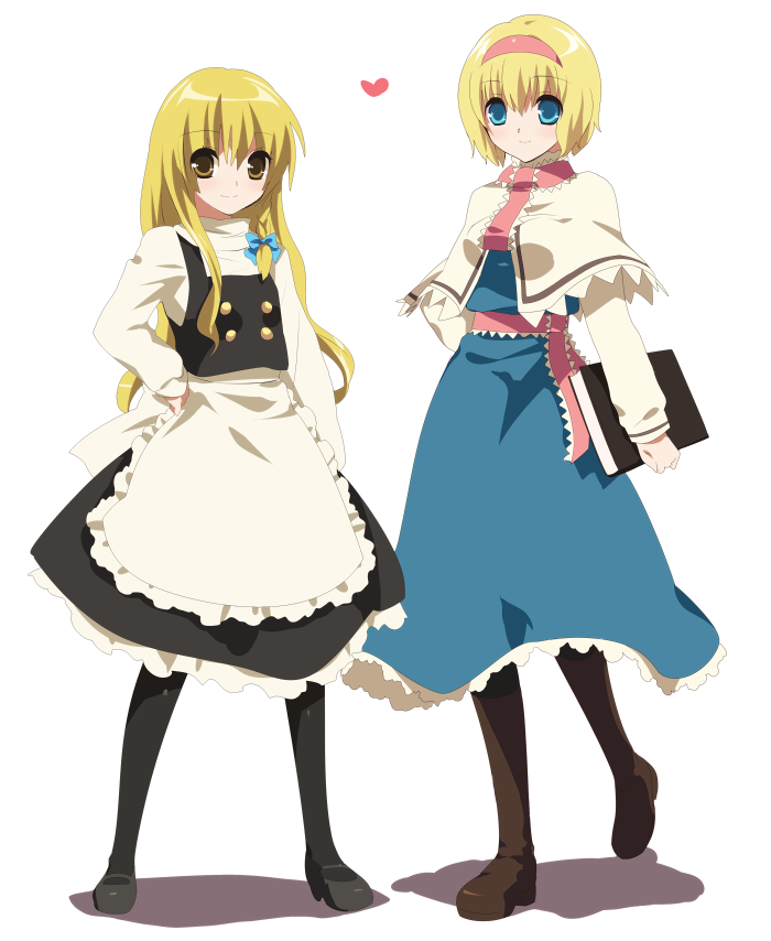 alice_margatroid, bad_id, black_legwear, blonde_hair, blue_eyes, capelet, hairband, hand_on_hip