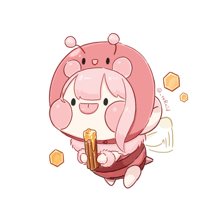 1girl, :p, arthropod_girl, bee_costume, bee_girl, bee_wings, blush, churro