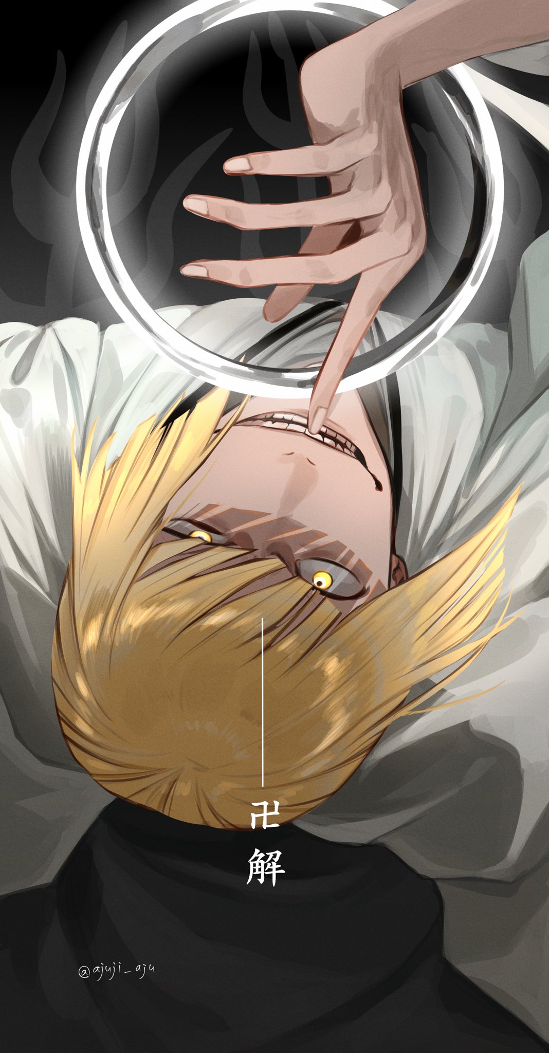 1boy, ajuji_aju, bleach, blonde_hair, blunt_bangs, highres, hirako_shinji, japanese_clothes