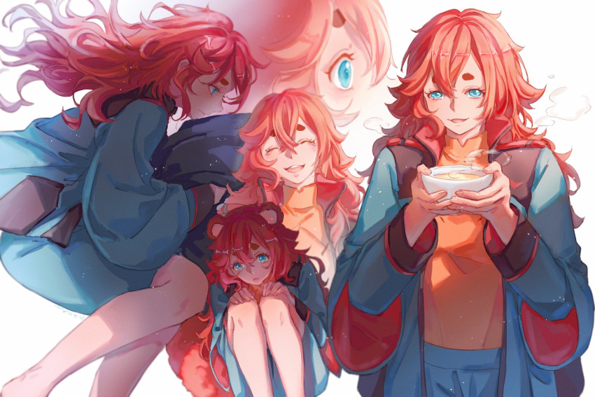 1girl, animal_ears, aqua_eyes, asticassia_school_uniform, bodysuit, bodysuit_under_clothes, bowl, cemony