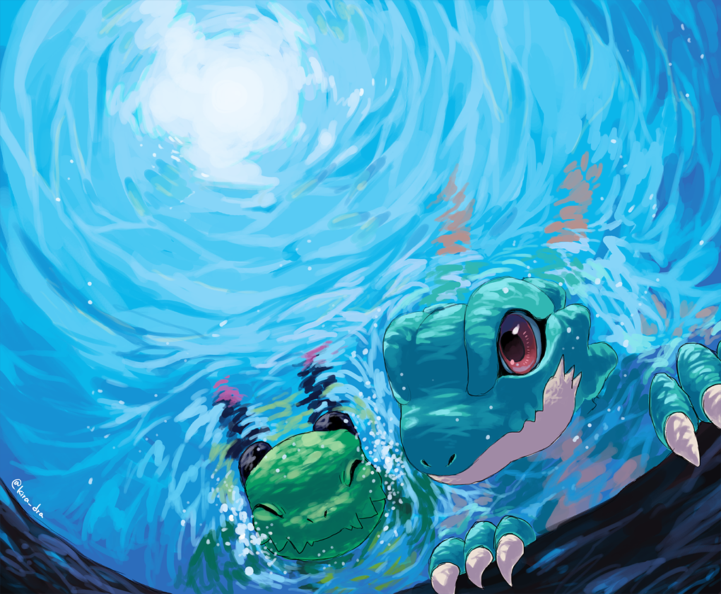 babydmon, caustics, claws, closed_eyes, closed_mouth, commentary_request, digimon, digimon_(creature)