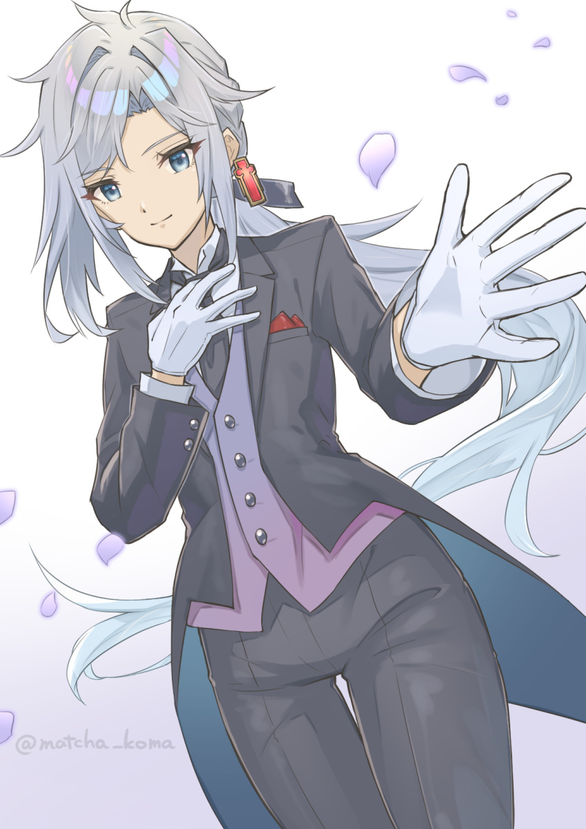 1girl, a_(xenoblade), alternate_costume, alternate_hairstyle, black_coat, black_necktie, black_pants, butler