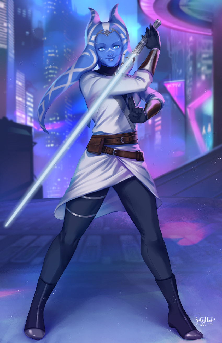 1girl, absurdres, artist_logo, artist_name, belt, black_gloves, black_pants, blue_eyes