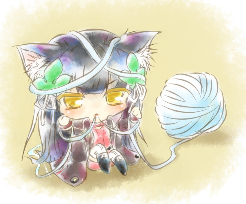 1girl, animal_ear_fluff, animal_ears, black_hair, cat_ears, cat_tail, chibi, closed_mouth