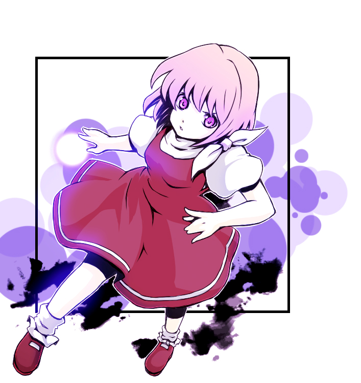1girl, dress, energy_ball, pink_hair, purple_eyes, sara_(touhou), shoes, solo