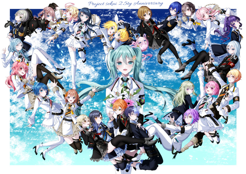 6+boys, 6+girls, :d, absurdres, akiyama_mizuki, anniversary, aoitenziku, aoyagi_touya