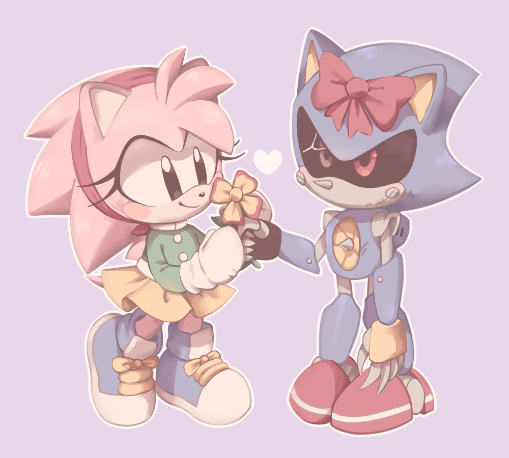 1boy, 1girl, amy_rose, animal_ears, animal_nose, armor, black_eyes, black_sclera