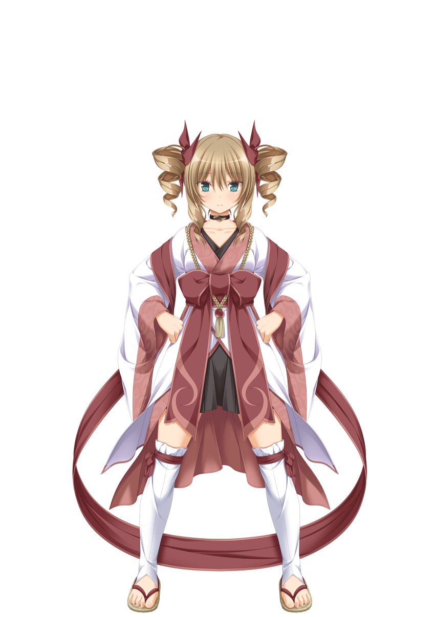 1girl, absurdres, akane_(kunado_kokuki), asahina_hikage, blue_eyes, brown_eyes, choker, drill_hair