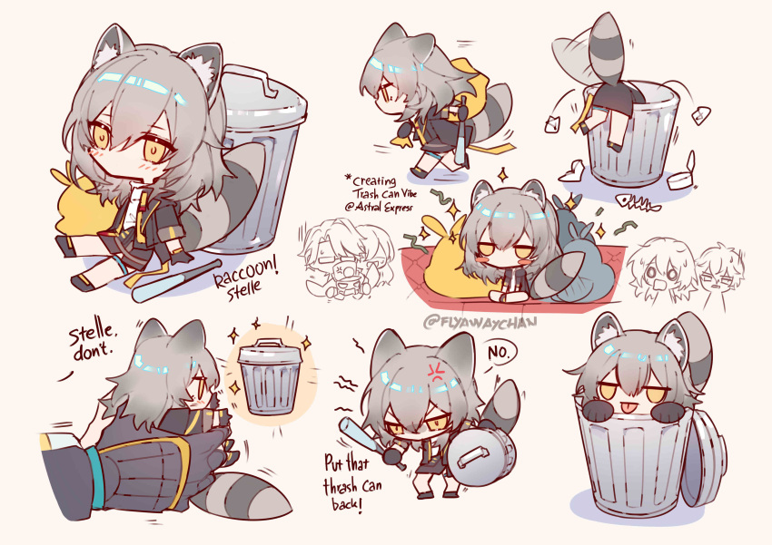 1other, 2boys, 3girls, absurdres, anger_vein, animal_ear_fluff, animal_ears, baseball_bat