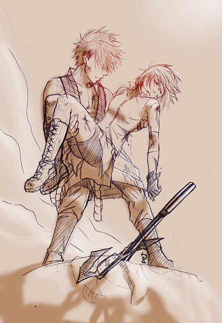 1girl, carrying, couple, haruno_sakura, naruto, pet, princess_carry, samurai-pet