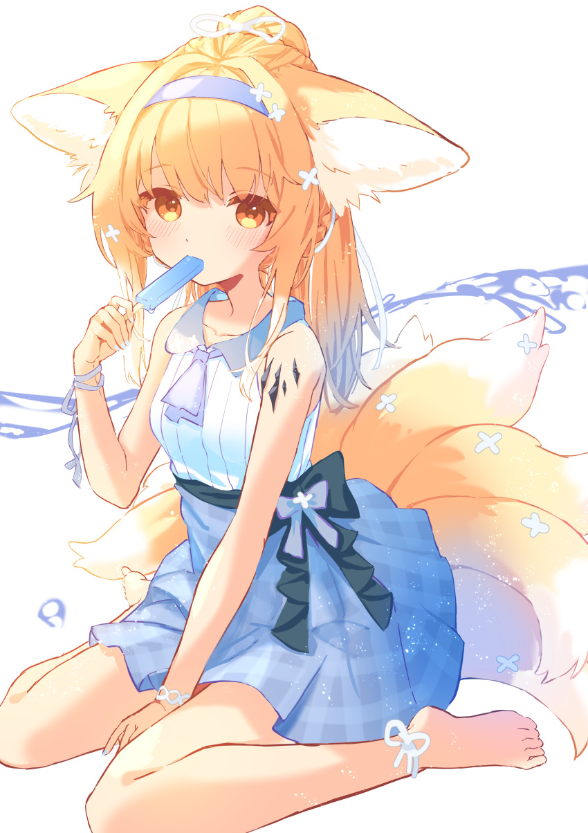 1girl, absurdres, alternate_costume, animal_ear_fluff, animal_ears, ankle_ribbon, arknights, ascot