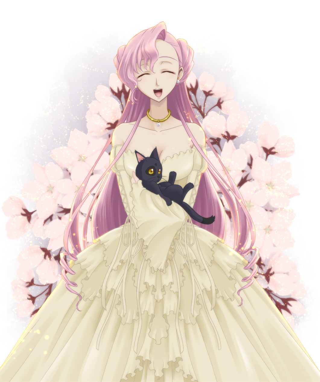 breasts, cat, cleavage, closed_eyes, code_geass, dress, earrings, euphemia_li_britannia