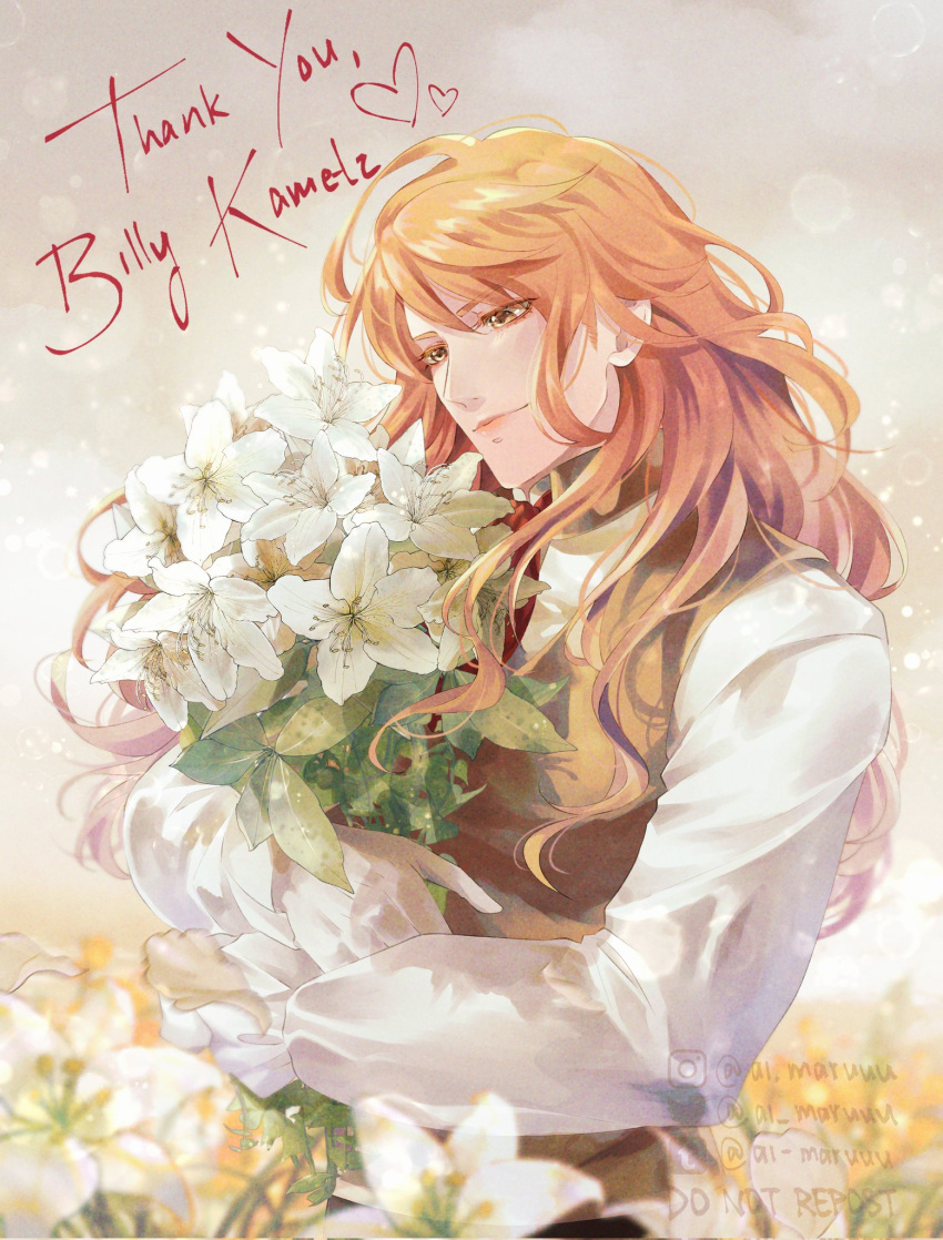 1boy, aimaru, billy_kametz, commentary, ferdinand_von_aegir, fire_emblem, fire_emblem:_three_houses, flower