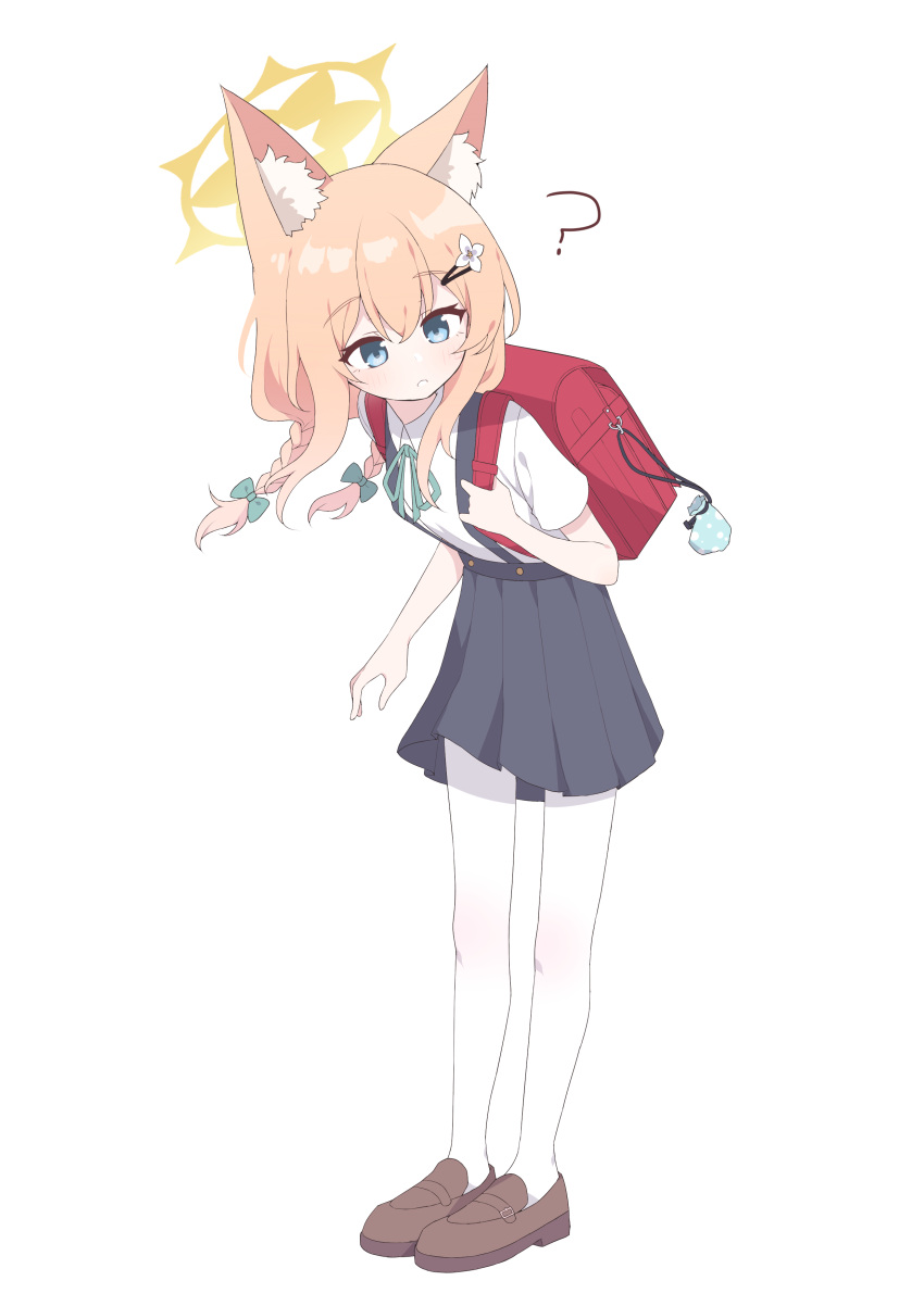 1girl, :o, ?, absurdres, alternate_costume, animal_ear_fluff, animal_ears, aqua_ribbon