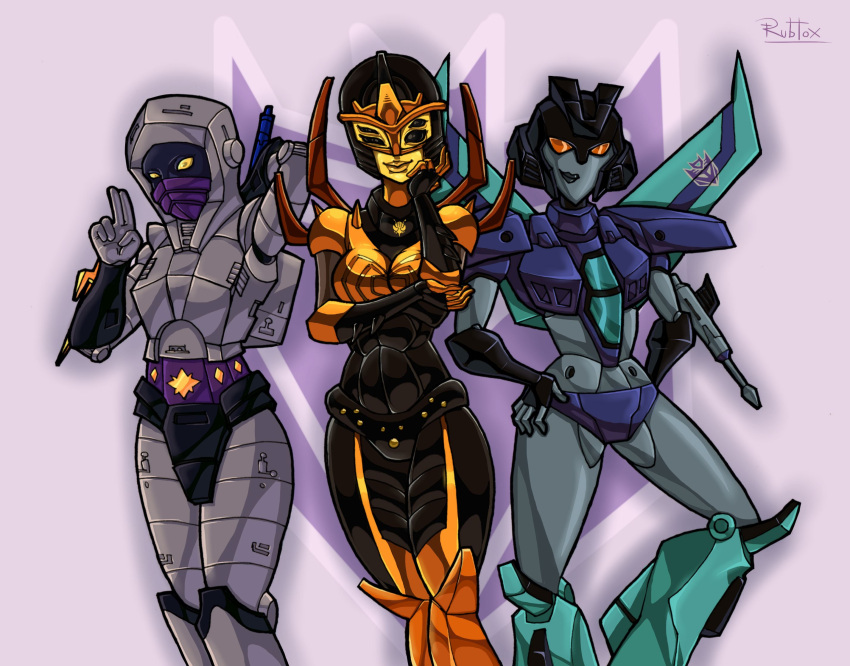 3girls, black_eyes, black_panties, blackarachnia, breasts, colored_skin, curvy, grey_lips