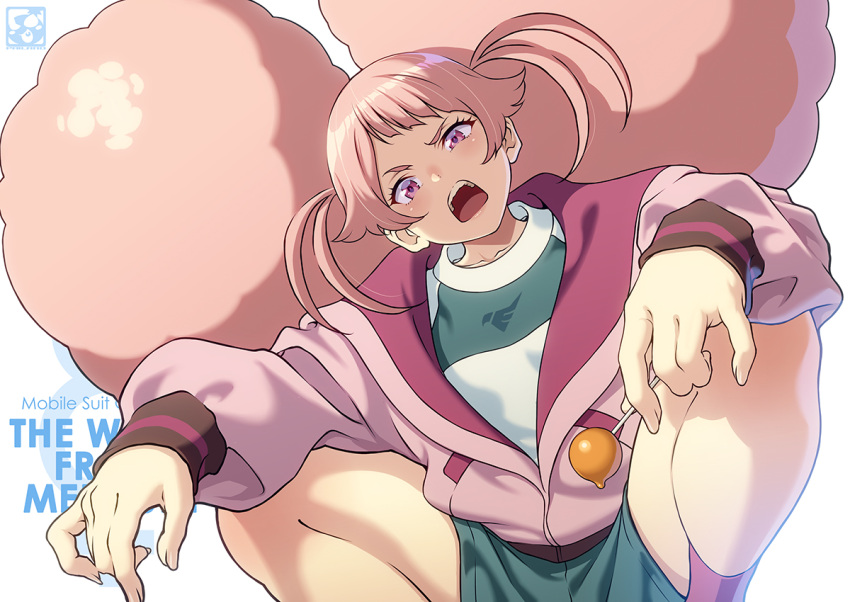 1girl, afro_puffs, alternate_costume, candy, chuatury_panlunch, english_text, food, gundam