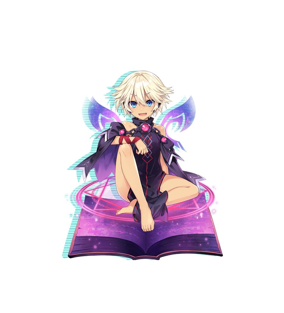 1girl, bare_shoulders, barefoot, black_dress, blonde_hair, blue_eyes, book, choujigen_game_neptune:_gamemaker_r:evolution