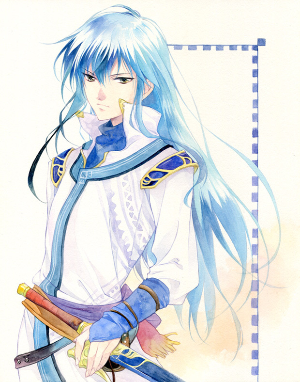agahari, blue_hair, fire_emblem, fire_emblem:_seisen_no_keifu, long_hair, male, shanan_(fire_emblem), solo