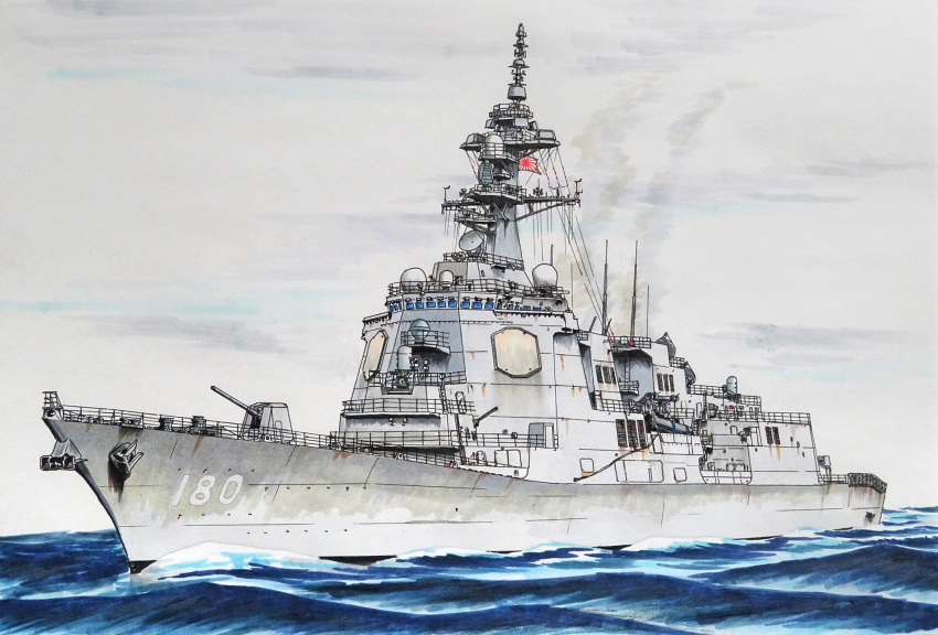 cannon, destroyer, highres, japan_maritime_self-defense_force, japan_self-defense_force, jdsmyoko, js_haguro_(ddg-180), military