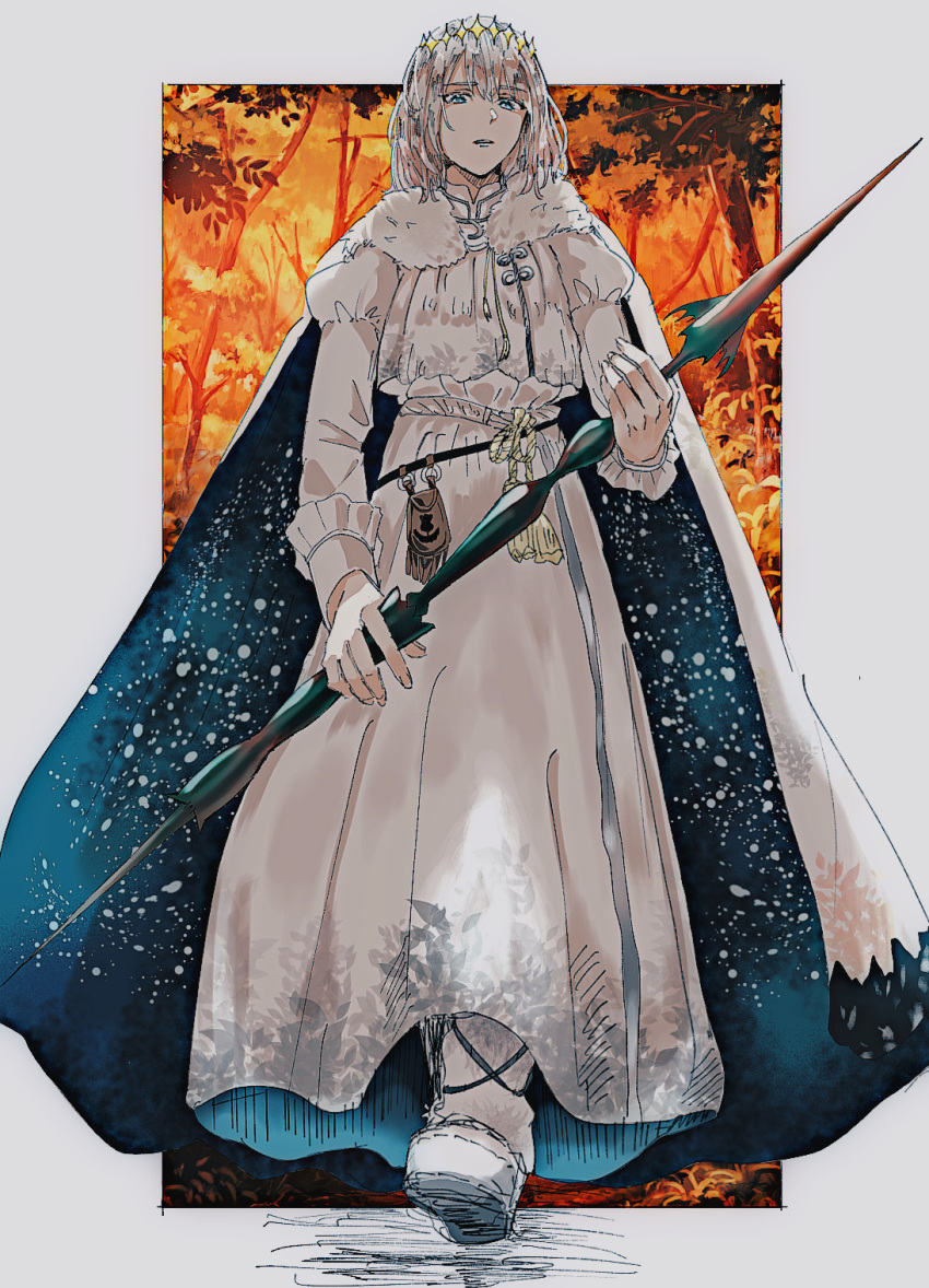 1boy, araiyoko_(fxcw5834), blue_eyes, cloak, crown, diamond_hairband, dress, fate/grand_order