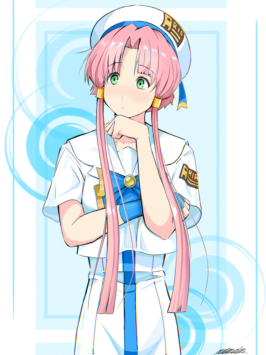 1girl, absurdres, andanden, aria, aria_company_uniform, beret, blue_bow, blue_bowtie