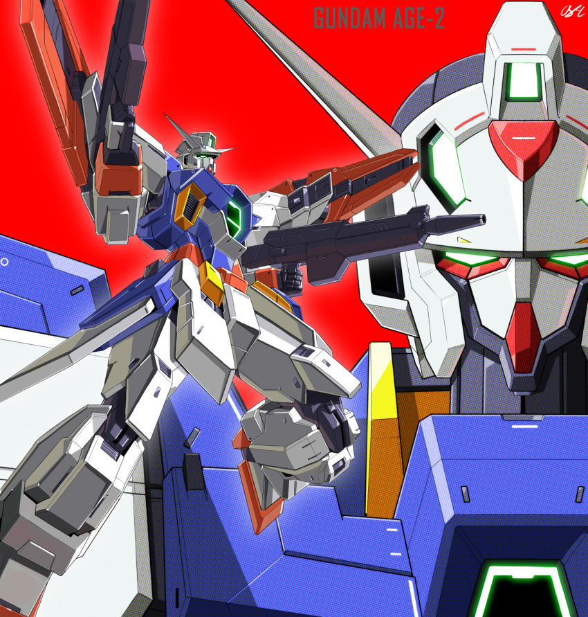 ash_(meiya1216), beam_rifle, character_name, commentary, dual_wielding, energy_gun, glowing, glowing_eyes