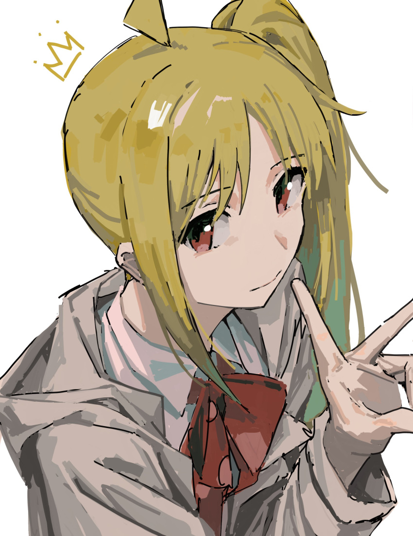 1girl, absurdres, ahoge, blonde_hair, bocchi_the_rock!, bow, bowtie, casual