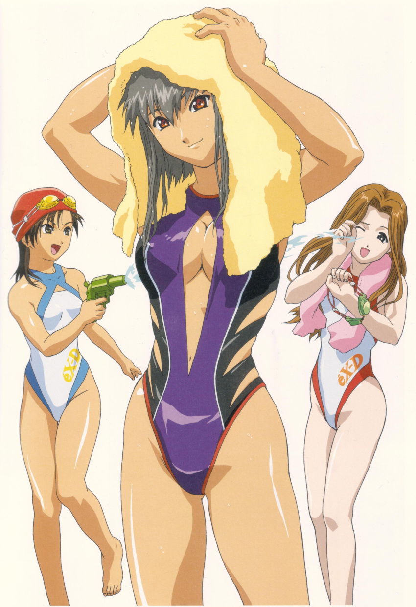 breasts, casual_one-piece_swimsuit, cleavage, cleavage_cutout, competition_swimsuit, drying, endou_lorna, ex-driver