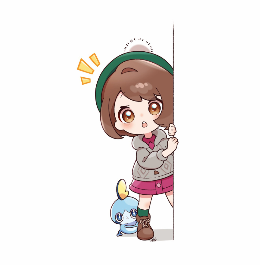 1girl, boots, brown_eyes, brown_footwear, brown_hair, buttons, cable_knit, cardigan