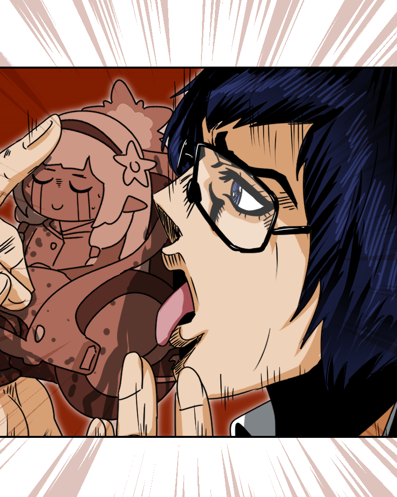 1boy, araki_hirohiko_(style), black_eyes, black_hair, blue_archive, c/h, c:, commentary_request