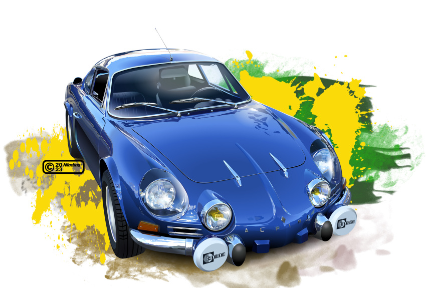 2023, alpine_(carmaker), alpine_a110, artist_name, car, highres, motor_vehicle, nimbus_goldbrum