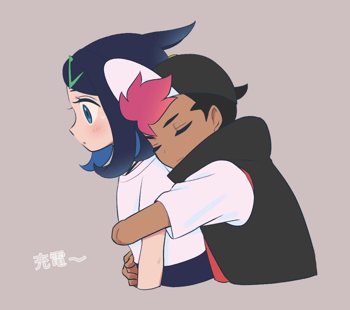 1boy, 1girl, aqua_eyes, black_headwear, black_vest, blush, closed_eyes, closed_mouth