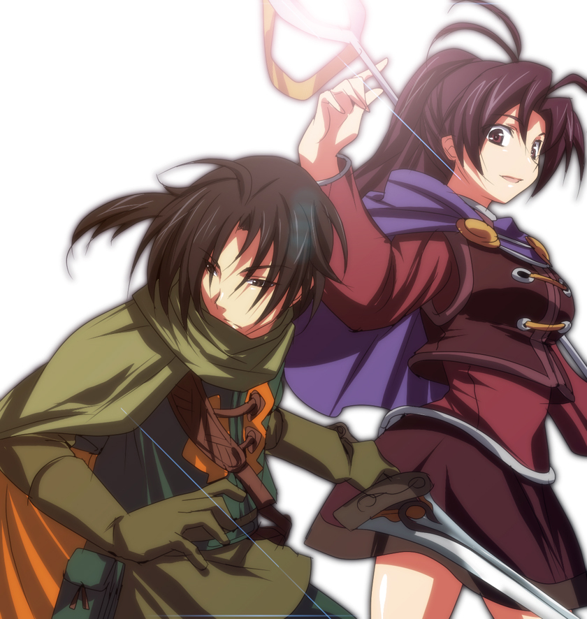 brown_eyes, brown_hair, cape, garcia_(golden_sun), golden_sun, jasmine_(golden_sun), mekabu, siblings