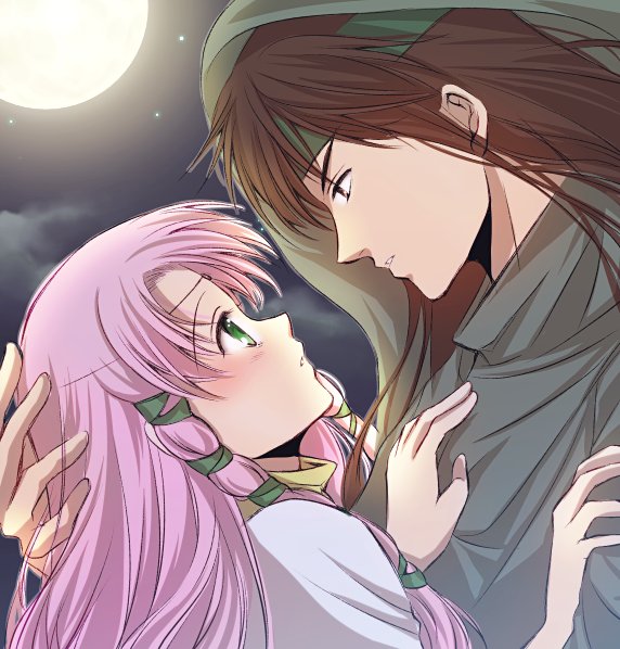 1boy, 1girl, blush, braid, brown_eyes, brown_hair, deen_(fire_emblem:_thracia_776), fire_emblem