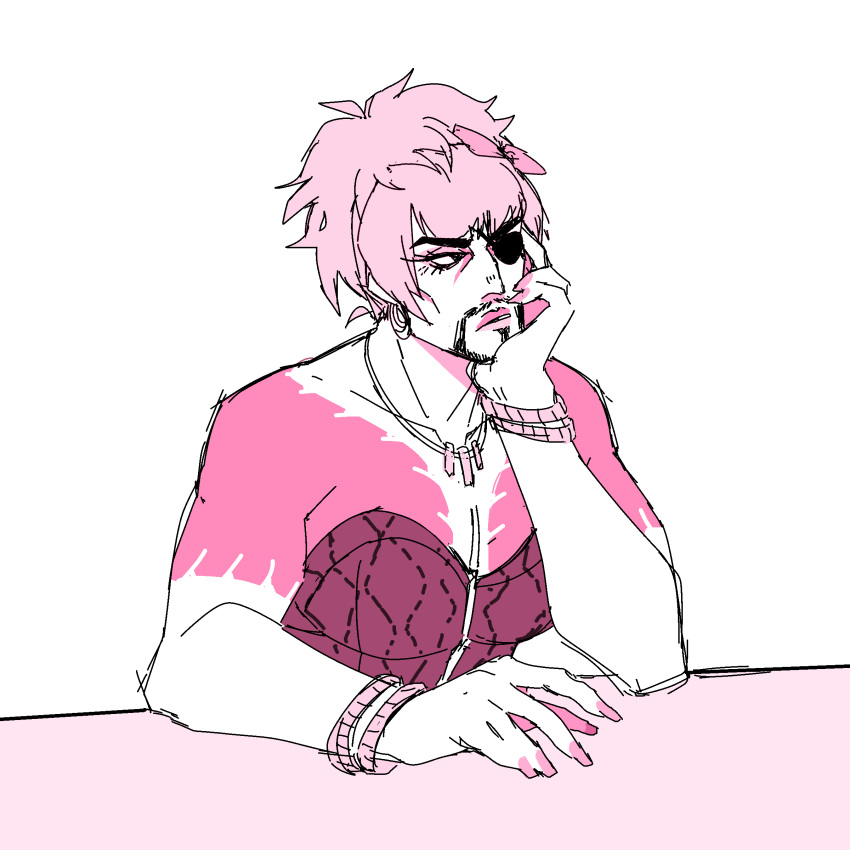 1boy, absurdres, annoyed, crossdressing, eyepatch, goromi, highres, majima_everywhere
